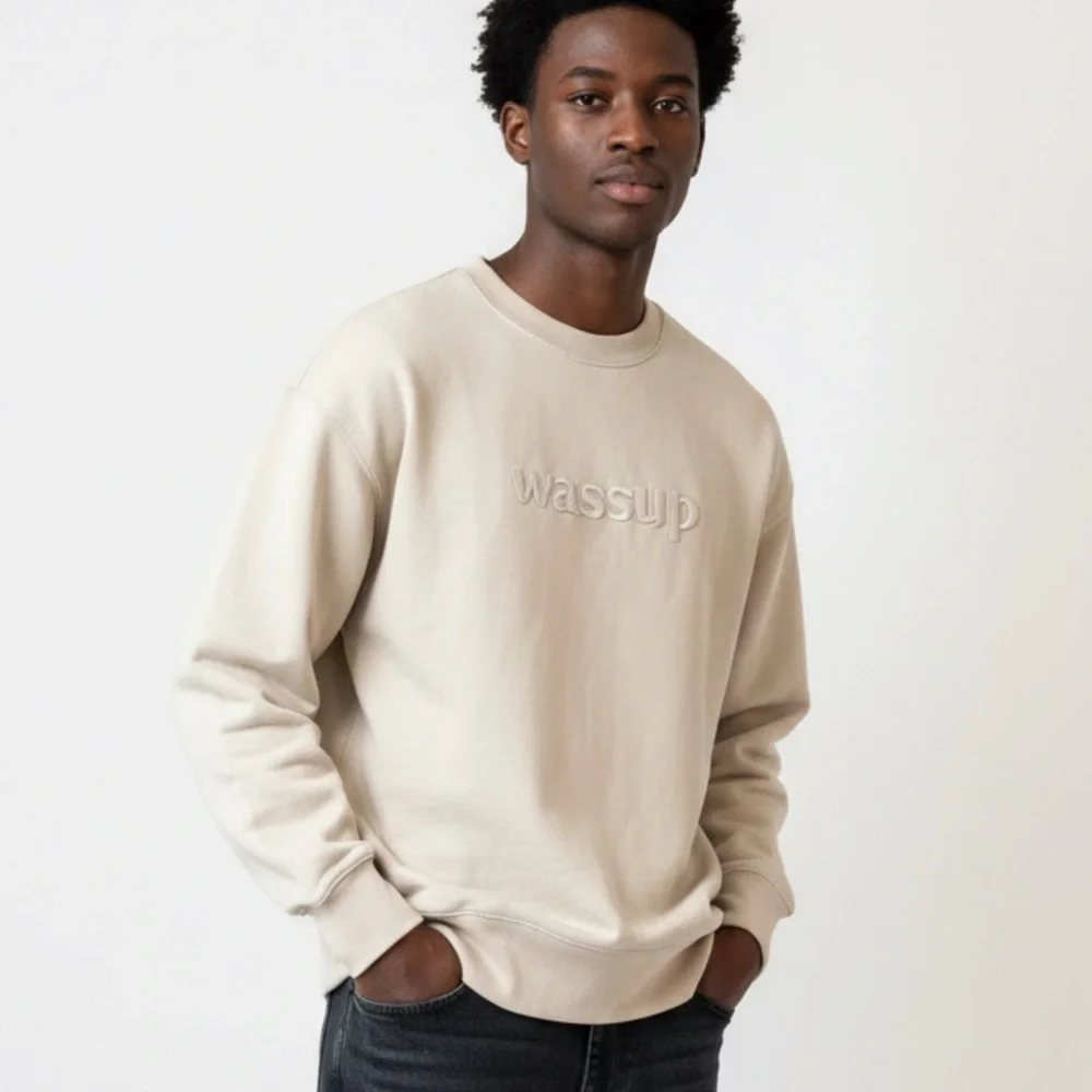WASSUP HOUSE 3D EMBROIDERY BASIC LOGO SWEATSHIRT‎ SURF SKATER STYLE CALIFORNIA